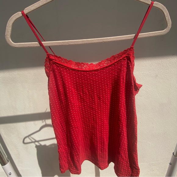 Faded Glory Tops - Y2K Red & White Polkadot Lace Cami Size Small